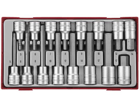 TengTools - 16-elementowy zestaw grotów wymiennych typu imbus z chwytem kwadratowym 1/2" TTHEX16 - TTHEX16 - 2