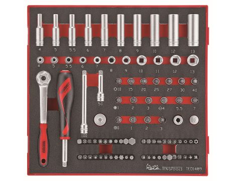 TengTools - 89-elementowy zestaw narzędzi nasadkowych z chwytem kwadratowym 1/4" TED1489 - TED1489