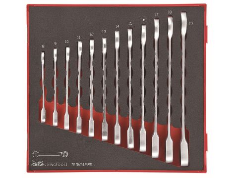 TengTools - Zestaw 12 kluczy zapadkowych płasko-oczkowych TED6512RS - TED6512RS