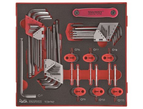 TengTools - 42-elementowy zestaw kluczy trzpieniowych TX i sześciokątnych TEDHT42 - TEDHT42