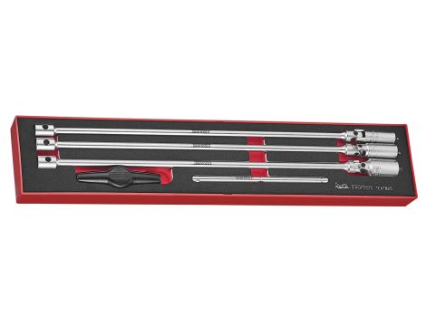 TengTools - 5-elementowy zestaw bardzo długich nasadek do świec zapłonowych z chwytem 3/8" z pokrętłem poprzecznym TEXTB05 - TEXTB05