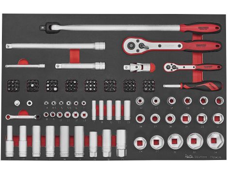 TengTools - 126-elementowy zestaw kluczy nasadowych z chwytem kwadratowym 1/4" i 1/2", TTESK126 - TTESK126