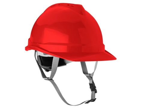 Neo Tools - Hełm przemysłowy z paskiem podbródkowym, czerwony - 97-224