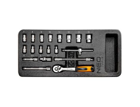 Neo Tools - Klucze nasadowe 1/4", zestaw 19 szt., wkładka - 84-237