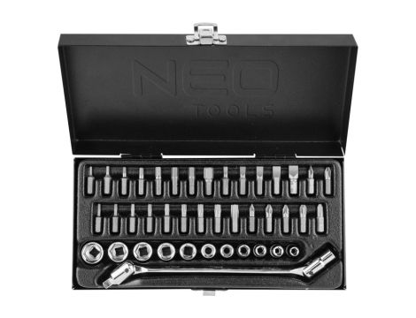 Neo Tools - Klucze nasadowe 1/4", zestaw 41szt - 08-603