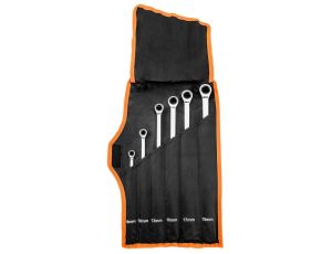 Neo Tools - Klucze oczkowe z grzechotką, długie, zestaw 6 szt., 8 - 19 mm, miękkie etui - 09-370