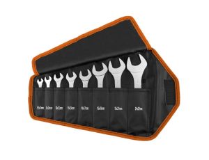 Neo Tools - Klucze płaskie dwustronne, super cienkie, 5.5 x 27 mm, zestaw 8 szt., materiałowe etui - 09-860