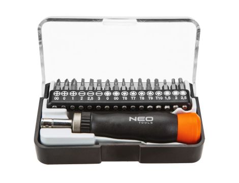 Neo Tools - Końcówki wkrętakowe precyzyjne z uchwytem, zestaw 17 szt. - 04-228