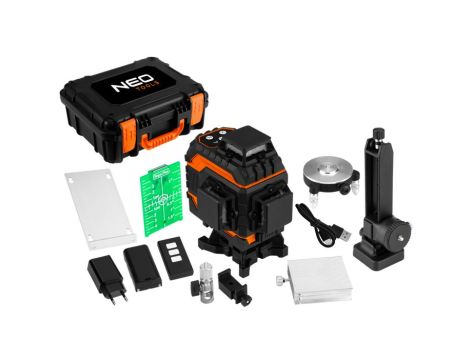 Neo Tools - Laser 3D, 16 linii, zielony, walizka, tarcza celownicza, magnetyczny uchwyt, ładowarka - 75-141