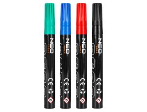 Neo Tools - Marker budowlany gruby, 4 kolory, permanentny, wodoodporny, lakierowy, aluminiowy, 4 szt. - 13-851