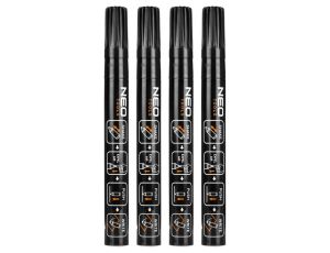 Neo Tools - Marker budowlany gruby, czarny, permanentny, wodoodporny, lakierowy, aluminiowy, 4 szt. - 13-850
