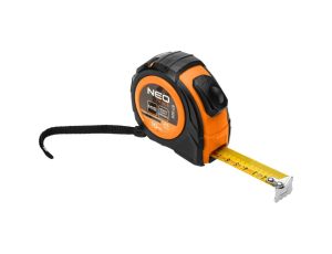 Neo Tools - Miara zwijana stalowa 10 m x 25 mm, auto blokada, dwa przyciski stop - 67-225