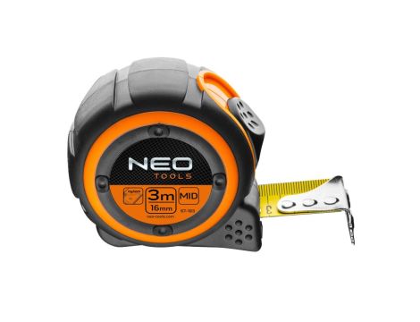 Neo Tools - Miara zwijana stalowa 3 m x 16 mm, magnes - 67-183