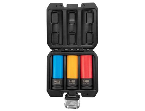 Neo Tools - Nasadki do felg aluminiowych - zestaw 3 szt. (17 mm, 19 mm, 21 mm), Cr-Mo - 12-350