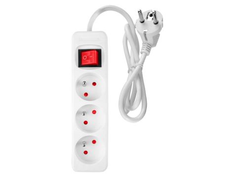 Neo Tools - Przedłużacz listwowy 1.5m, 3x1.5mm2, 3G, biały, ON/OFF - 90-176