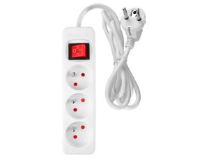 Neo Tools - Przedłużacz listwowy 3m, 3x1.5mm2, 3G, biały, ON/OFF - 90-178