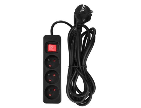 Neo Tools - Przedłużacz listwowy 3m, 3x1.5mm2, 3G, czarny, ON/OFF - 90-183