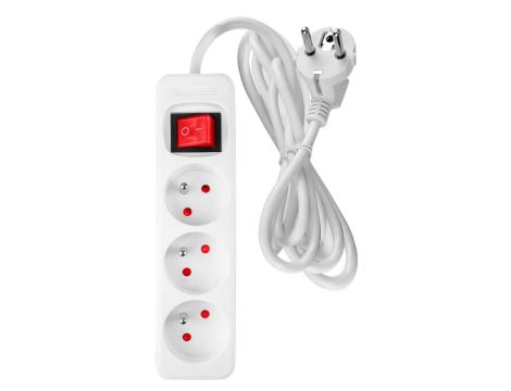 Neo Tools - Przedłużacz listwowy 5m, 3x1.5mm2, 3G, biały, ON/OFF - 90-180
