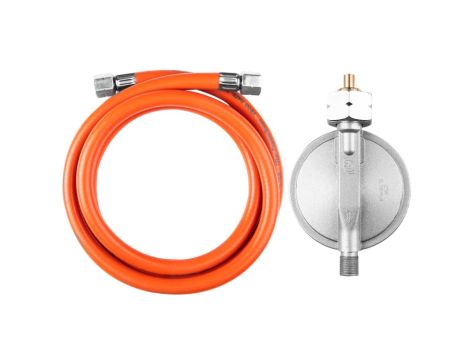 Neo Tools - Regulator ciśnienia gazu i wąż 1,5m, na rynek polski, typ G16, do butli 15 Kw i 30kW - 90-083-5