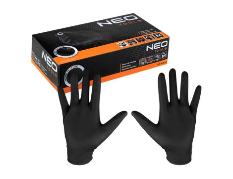 Neo Tools - Rękawiczki nitrylowe, czarne, 100 sztuk, rozmiar M - 97-691-M