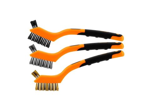 Neo Tools - Szczotki druciane zestaw 3 szt, 3x7 rzędów (wykonane z drutu stalowego , nylonowego i mosiężnego) - 39-100