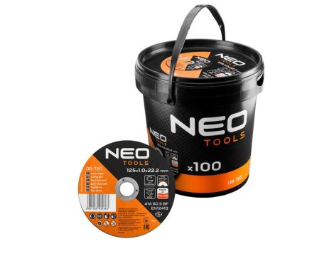 Neo Tools - Tarcze tnące do metalu/INOX 125 x 1.0 x 22,2mm, 41 A60-S-BF, 100 szt. wiaderko. Wyprodukowano w PL - 08-722