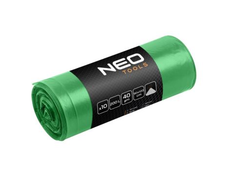Neo Tools - Worki na odpady 120 L, zielone z taśmą, 40 mic, 10 szt. - 15-991 op=5 szt