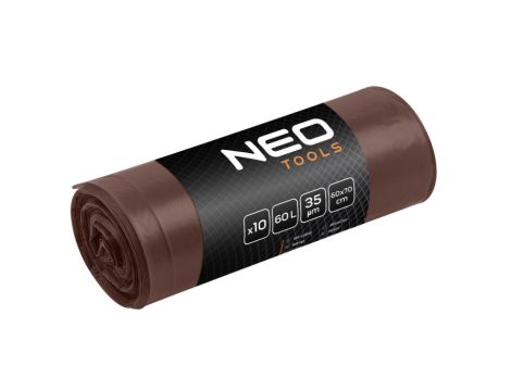 Neo Tools - Worki na odpady 60 L, brązowe, 35 mic, 10 szt. - 15-993 op=5 szt