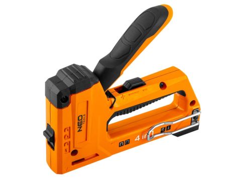 Neo Tools - Zszywacz tapicerski wielofunkcyjny 4w1, 6-14 mm, aluminiowy, zszywki J, G, L, E - 16-030