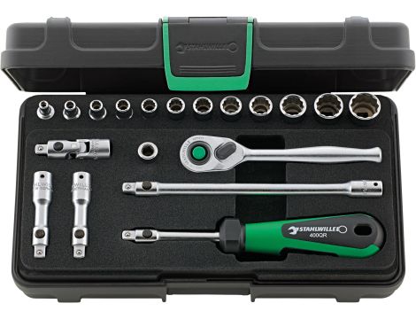 STAHLWILLE - 40aD/12/7QR SG 1/4 Komplet kluczy nasadowych 40aD/12/7QR SG 19 szt. - 96015208