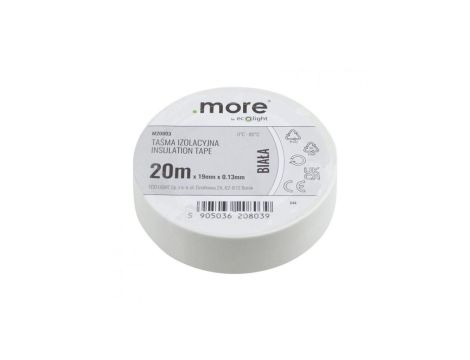 Taśma izolacyjna 19mm x 0,13mm BIAŁA 20m 1szt.