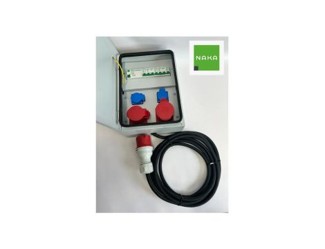 Metalowa rozdzielnica ścienna CEE 32A 16A 2x230V z bezpiecznikami FI z kablem 5m IP54 94V-5