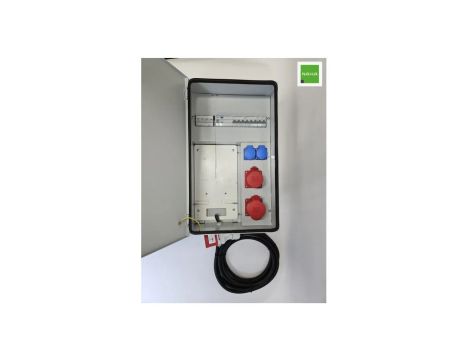 Metalowa rozdzielnica ścienna CEE 32A 16A 2x230V z bezpiecznikami HAGER FI z kablem 5m RB4 IP54