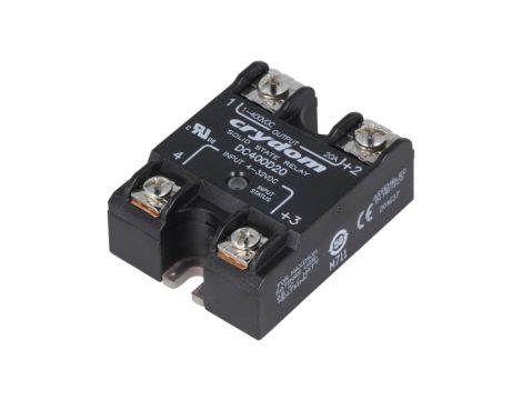 DC400D20 Przekaźnik półprzewodnikowy Uster: 4...32VDC 20A 1...400VDC IP00