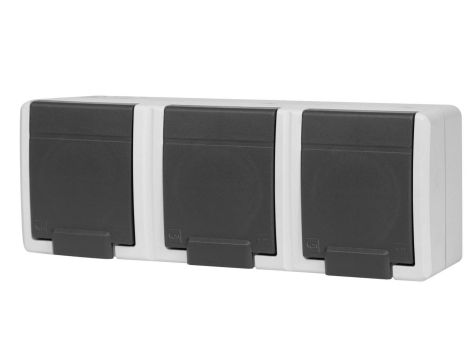 AQUANT 2K gniazdo natynkowe potrójne z uziemieniem 3x2P+Z IP55 szary 5043-10