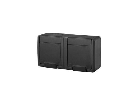 AQUANT 2K gniazdo natynkowe podwójne z uziemieniem 2x2P+Z IP55 antracytowy 5042-17