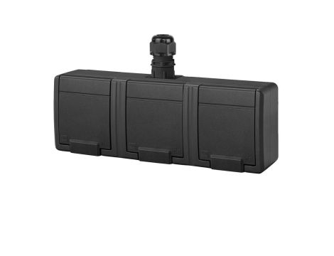 AQUANT 2K gniazdo natynkowe potrójne z uziemieniem 3x2P+Z IP65 antracytowy 5043-67