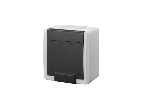 AQUANT 2K gniazdo natynkowe pojedyncze z uziemieniem 2P+Z IP55 szary 5041-10