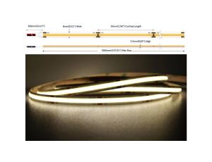 UQS-COB-8W-NW-12V-50m Profesjonalna taśma LED typu COB, 8W 320 chips/m, CRI 90, 12V, biala neutralna, 4000K, IP20, 50m