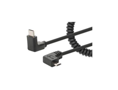 Kabel do ładowania USB-C na USB-MicroB kątowy 90 stopni, spiralny 356244 /1m/