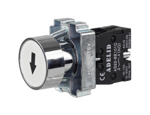 Przycisk sterowniczy biały +strzałka 1xNO 10A IP54 metal AS22-BA3341