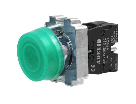 Przycisk sterowniczy zielony 1xNO 10A IP66 metal AS22-BP31