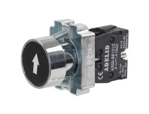 Przycisk sterowniczy czarny +strzałka 1xNO 10A IP54 metal AS22-BA3351