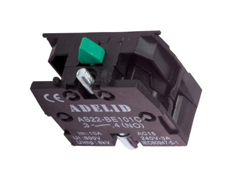 Styk pomocniczy do wyłączników piórkowych 1xNO zielony AS22-BE101