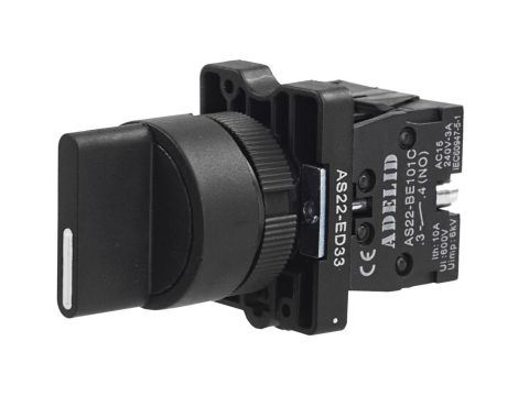 Wyłącznik piórkowy 1-0-2 bistabilny krótki 10A IP54 AS22-ED33