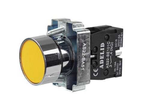 Przycisk sterowniczy żółty 1xNO 10A IP54 metal AS22-BA51