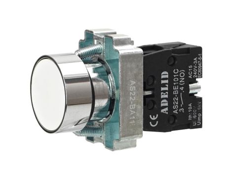 Przycisk sterowniczy biały 1xNO 10A IP54 metal AS22-BA11