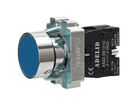 Przycisk sterowniczy niebieski 1xNO 10A IP54 metal AS22-BA61