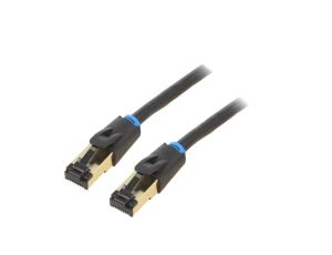 IKABI Patch cord S/FTP Cat 8 OFC PVC czarny 3m Pokrycie: złocony