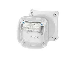 Puszka instalacyjna DK 0202 B natynkowa dwa zaciski na każdy biegun z linką łączącą pokrywę z podstawą 93x93x62mm hermetyczna IP